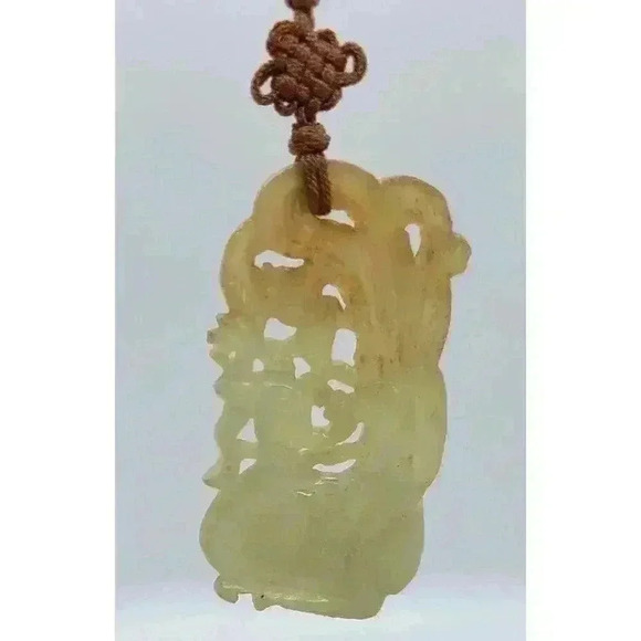 Vintage Jade Hand Carved necklace Pendant Necklace Peacock Beauty Luck Symbol - Picture 3 of 16